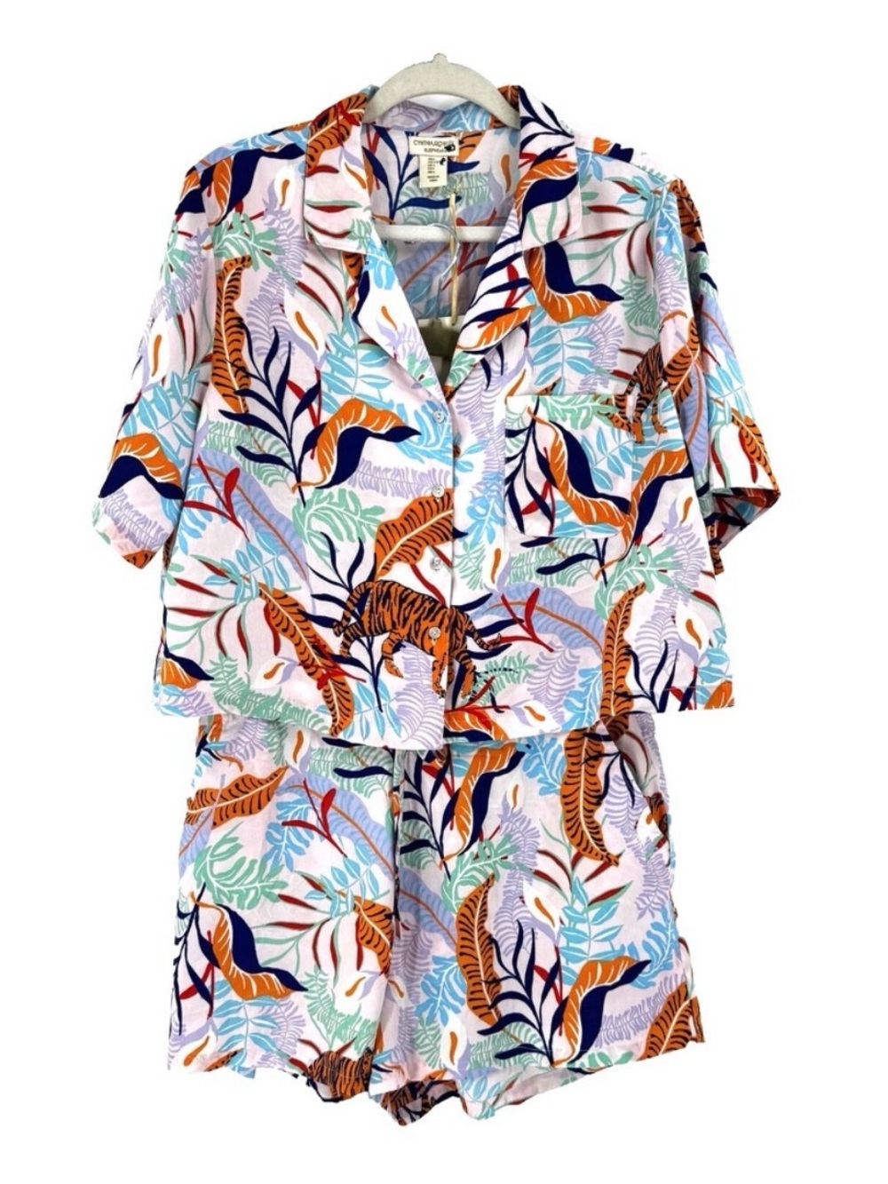 Cynthia Rowley Tropical Tiger Print Short Pajama Set - Multicolor